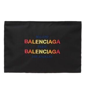 Balenciaga Nylon Ombre Rainbow Document Holder Logo Pouch Portfolio Case Clutch
